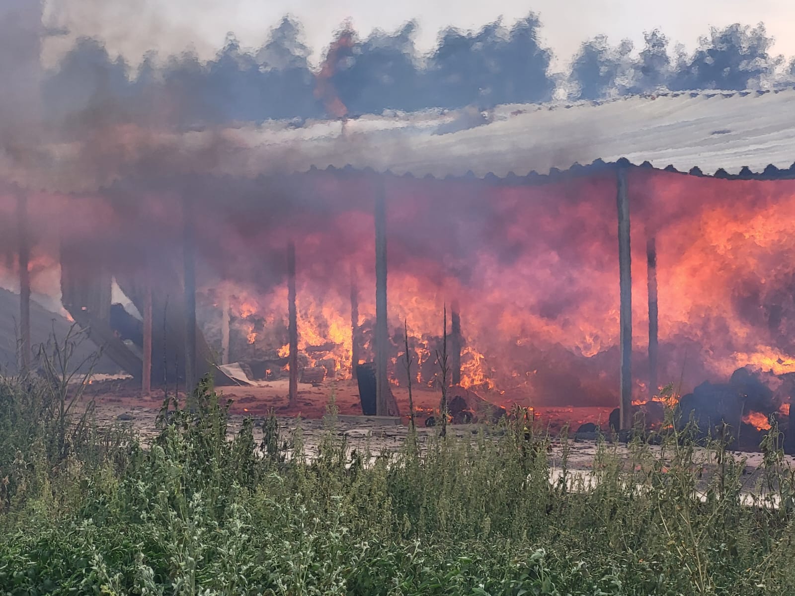 В селі Кучерівка після обстрілу горіли склади на площі 1000 кв. метрів
