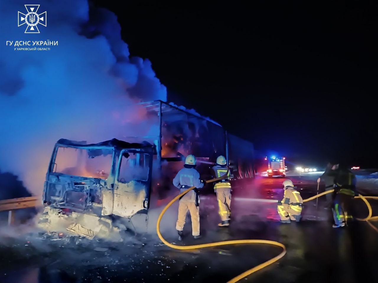 Пожежа на трасі Харків – Красноград: загоряння вантажівки