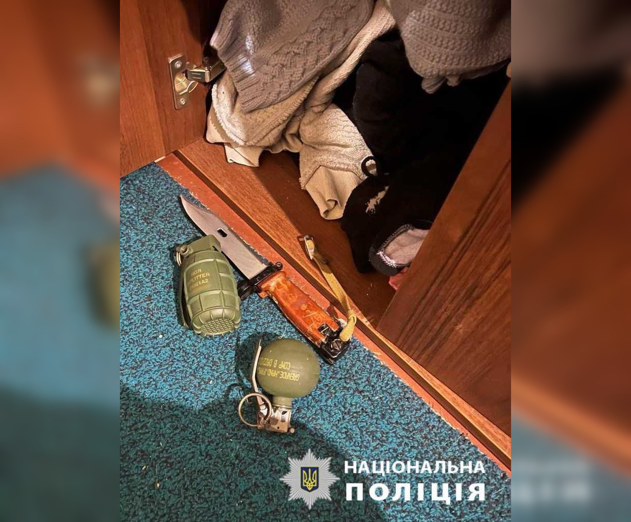 У Харкові домашній кривдник зберігав гранати та штик-ніж