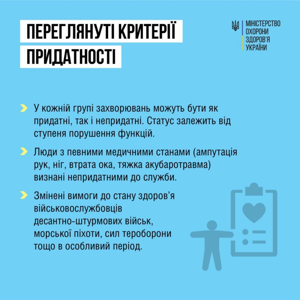 «Придатних» до військової служби залежно від ступеня функціональності розділять на чотири категорії – МОЗ 9