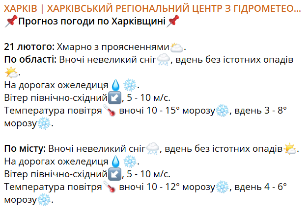 Потужні морози та слизькі дороги: синоптики дали прогноз для Харкова на 21 лютого 105